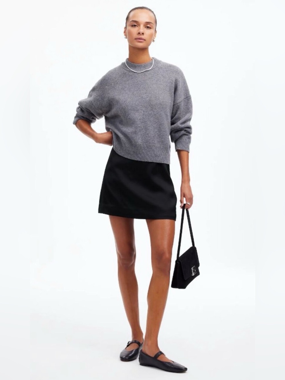 NWT Madewell $98 satin mini skirt black  sz 8 - Picture 3 of 10